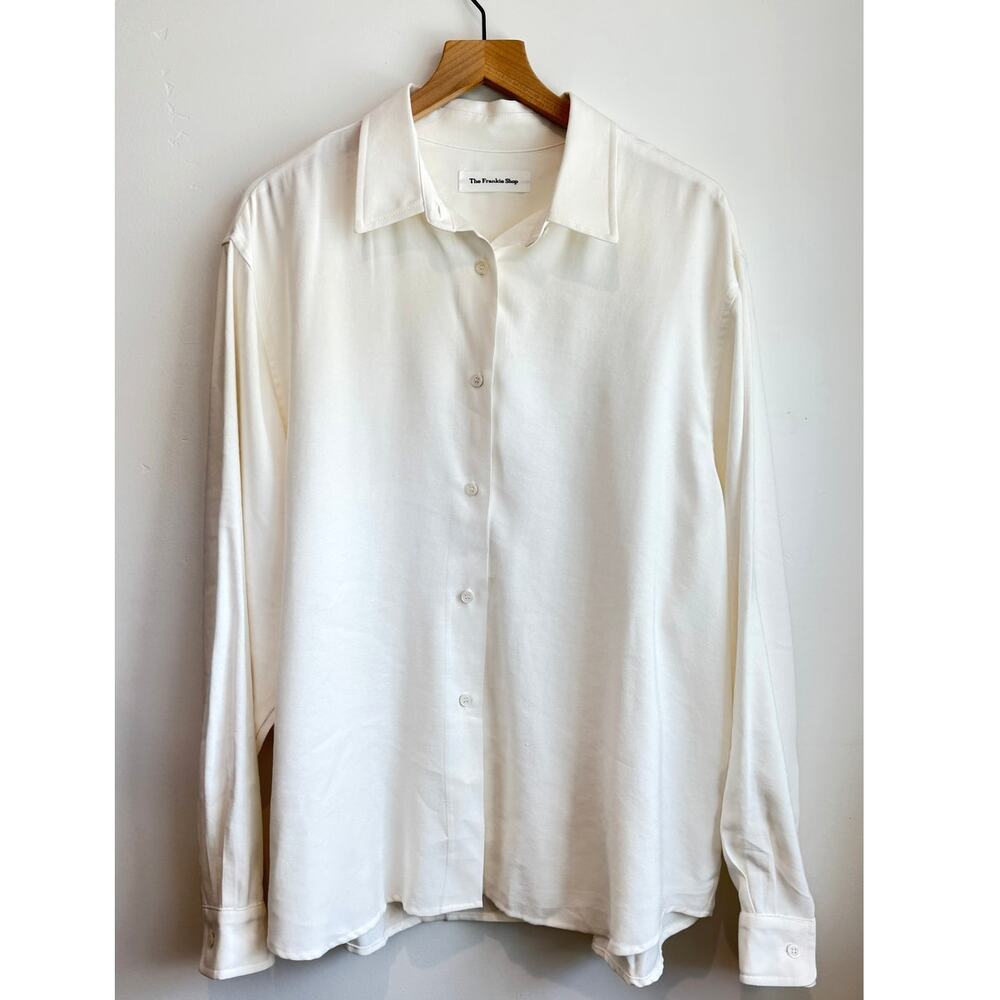 The Frankie Shop Oversized White Button Up Blouse NWOT Size Large